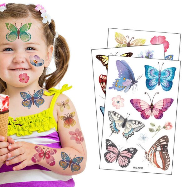 Custom Kids Beautiful butterfly Water Transfer Tattoo Stickers Birthday Party Fun Waterproof Temporary Tattoos